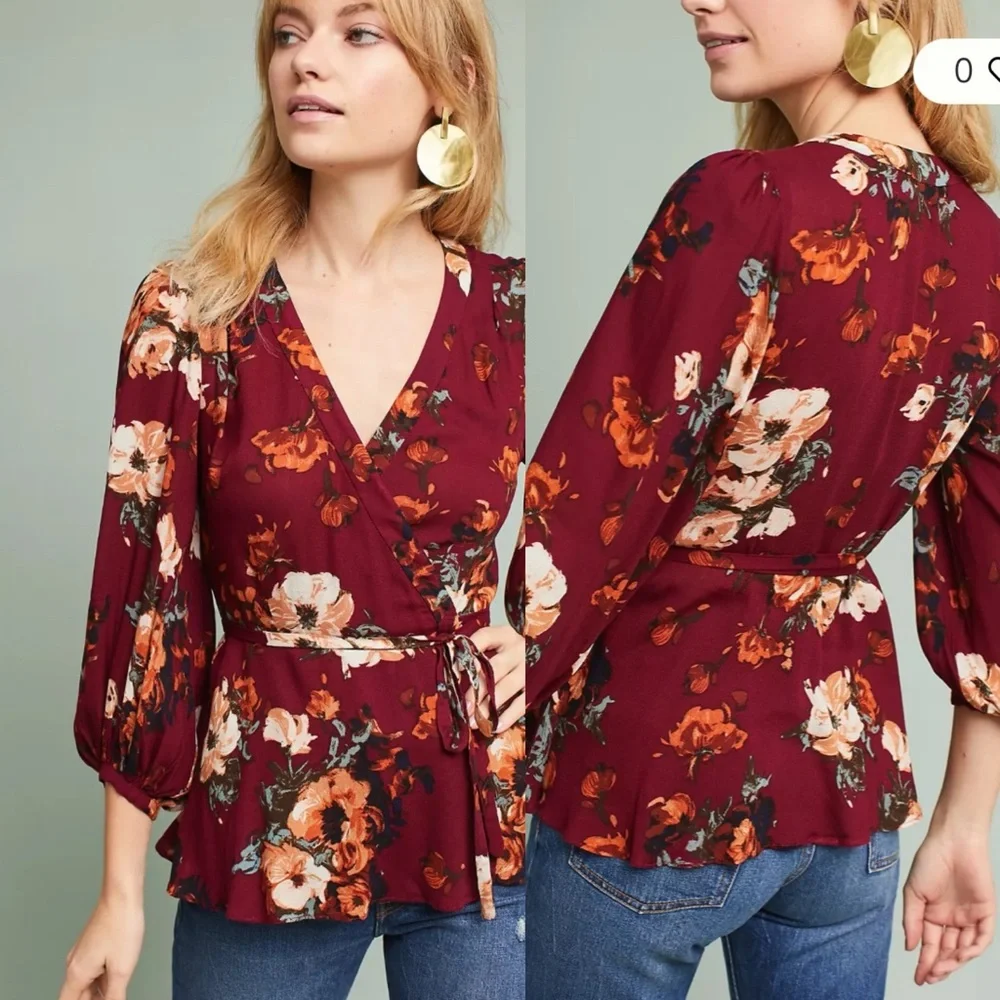 Anthropologie HD Paris Gail Wrap Blouse